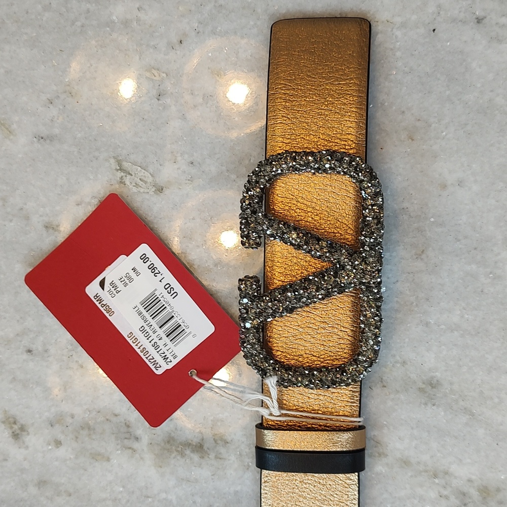 Valentino Garavani Signature Reversible belt in metallic shiny calfskin 40 mm